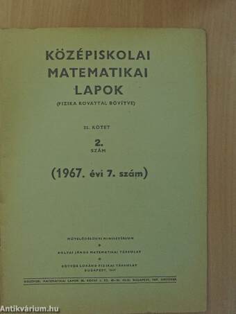 Középiskolai matematikai lapok 1967/7.