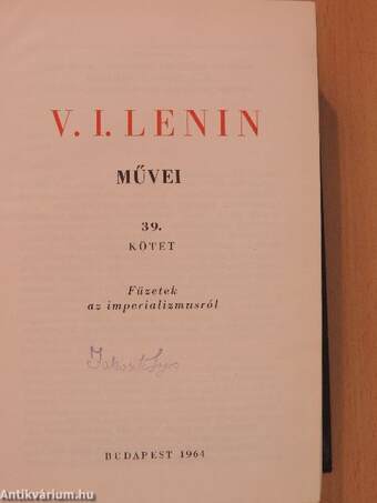 V. I. Lenin művei 39.