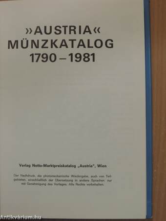 "Austria" Münzkatalog 1790-1981