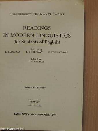 Readings in modern linguistics (for Students of English)