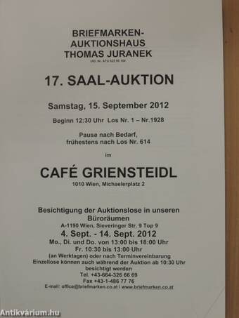 17. Saal-Auktion, 15. September 2012