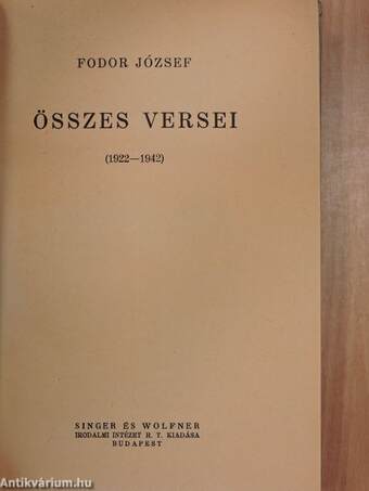 Fodor József összes versei