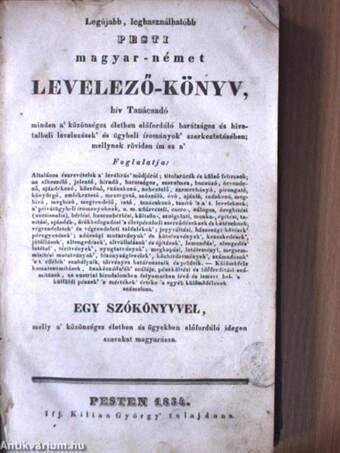 Legújabb, leghasználhatóbb pesti magyar-német levelező-könyv