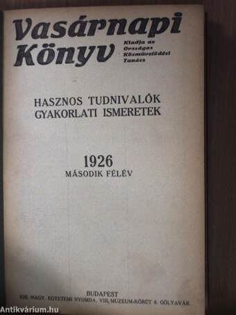 Vasárnapi könyv 1926. II. félév (fél évfolyam)