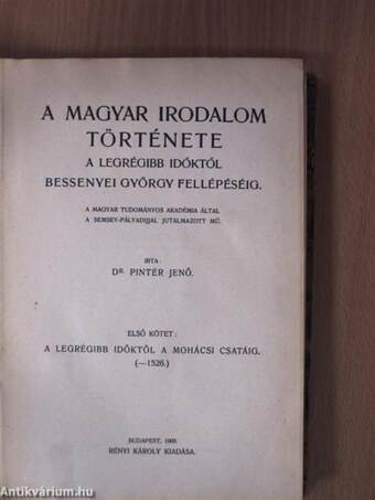 A magyar irodalom története I-IV.