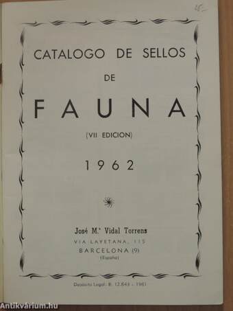 Catalogo de sellos de Fauna 1962.