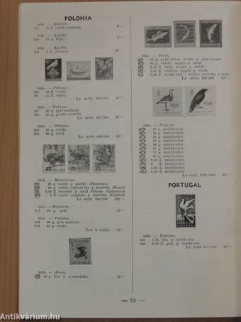 Catalogo de sellos de Fauna 1962.