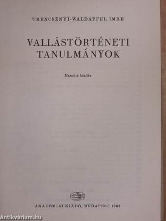 Vallástörténeti tanulmányok