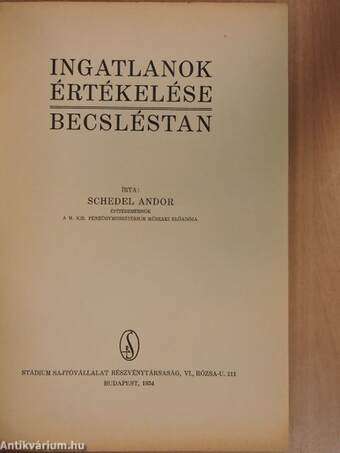 Ingatlanok értékelése - Becsléstan