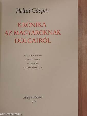 Krónika az magyaroknak dolgairól