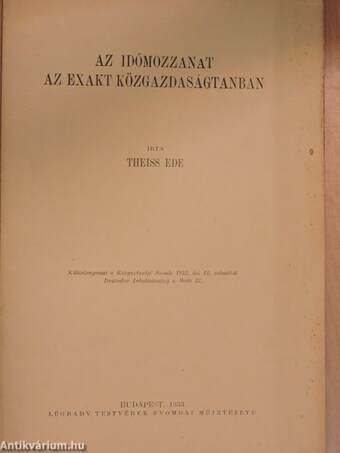 Az időmozzanat az exakt közgazdaságtanban