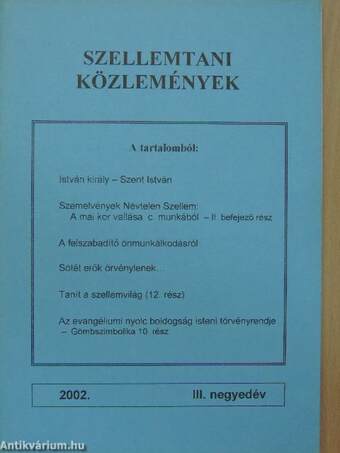 Szellemtani közlemények 2002. III. negyedév