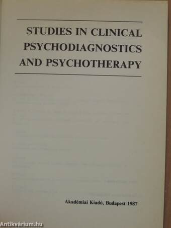 Studies in Clinical Psychodiagnostics and Psychotherapy