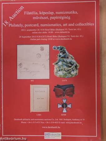 18. Nemzetközi aukció - Filatélia, képeslap, numizmatika, művészet, papírrégiség