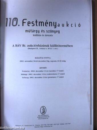 BÁV Rt. 110. Festményaukció