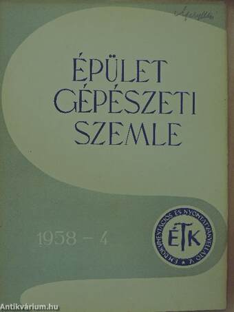 Épületgépészeti Szemle 1958/4.