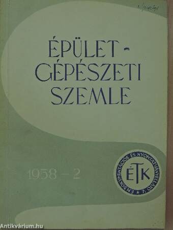 Épületgépészeti Szemle 1958/2.