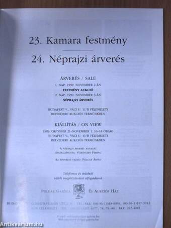 23. Kamara festmény/24. Néprajzi árverés