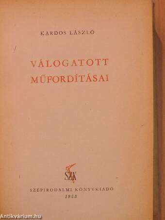 Kardos László válogatott műfordításai