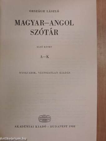 Magyar-angol szótár I-II.