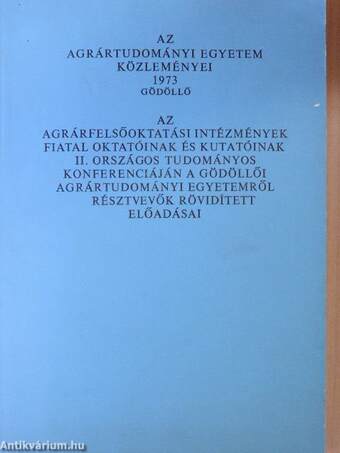 Az Agrártudományi Egyetem Közleményei 1973