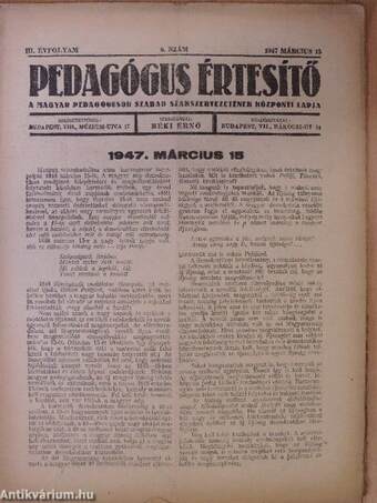 Pedagógus Értesítő 1947. március 15.