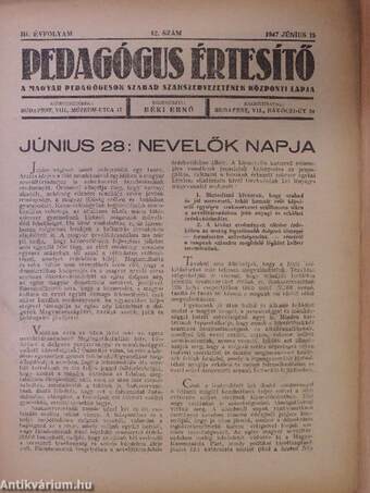 Pedagógus Értesítő 1947. június 15.