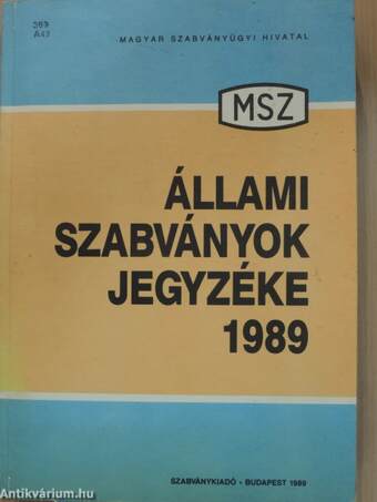 Állami szabványok jegyzéke 1989