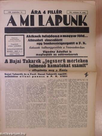 A Mi Lapunk 1938. szeptember 15.