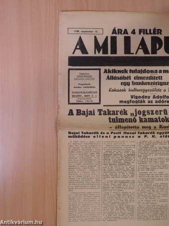 A Mi Lapunk 1938. szeptember 15.