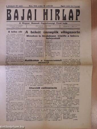 Bajai Hirlap 1945. május 10.