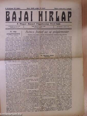 Bajai Hirlap 1945. május 15.