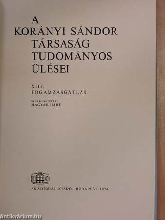 A Korányi Sándor Társaság tudományos ülései XIII.