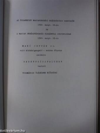 A Berettyóujfaluban 1968. szept. 28-29-én tartott tudományos ülések előadásai