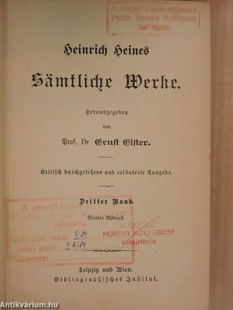 Heinrich Heines Sämtliche Werke 3. (gótbetűs)