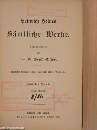 Heinrich Heines Sämtliche Werke 5. (gótbetűs)