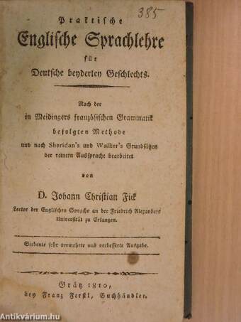 Praktische Englische Sprachlehre für Deutsche beyderley Geschlechts (gótbetűs)