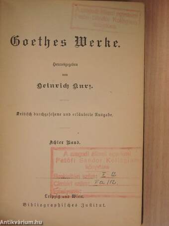 Goethes Werke 8. (gótbetűs)