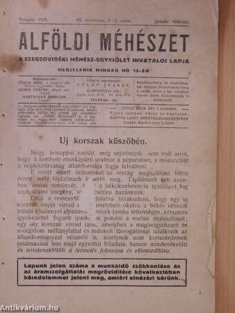 Alföldi Méhészet 1919. január-junius (fél évfolyam)