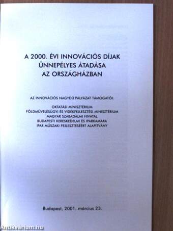 Innovációs Nagydíj 2001.