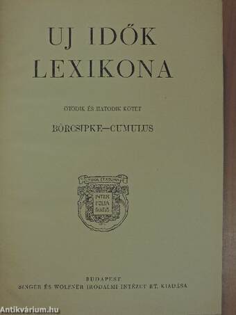 Uj idők lexikona 5-6. (töredék)