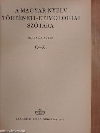 A magyar nyelv történeti-etimológiai szótára 3. (töredék)