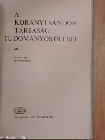 A Korányi Sándor Társaság tudományos ülései XII.