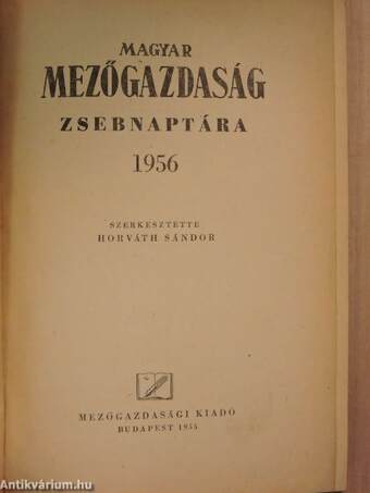 Magyar mezőgazdaság zsebnaptára 1956