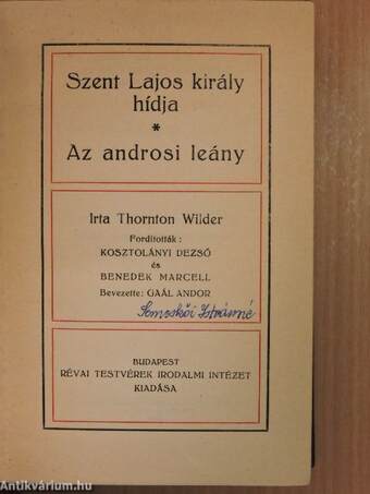 Szent Lajos király hídja/Az androsi leány