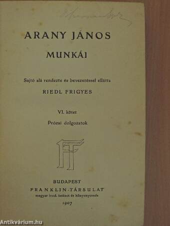 Arany János munkái VI.