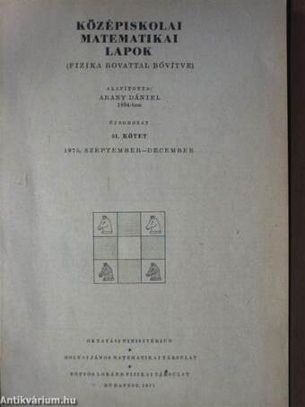 Középiskolai matematikai lapok 1975. január-december