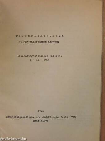 Psychodiagnostisches Bulletin 1/II/1974