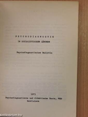 Psychodiagnostisches Bulletin 1/I/1973