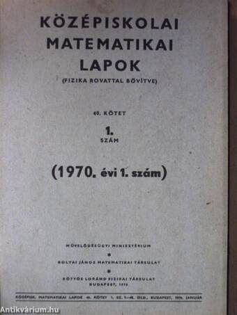 Középiskolai matematikai lapok 1970. január-december